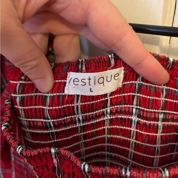 Vestique Red and White Plaid Dress - Picture 2 of 4